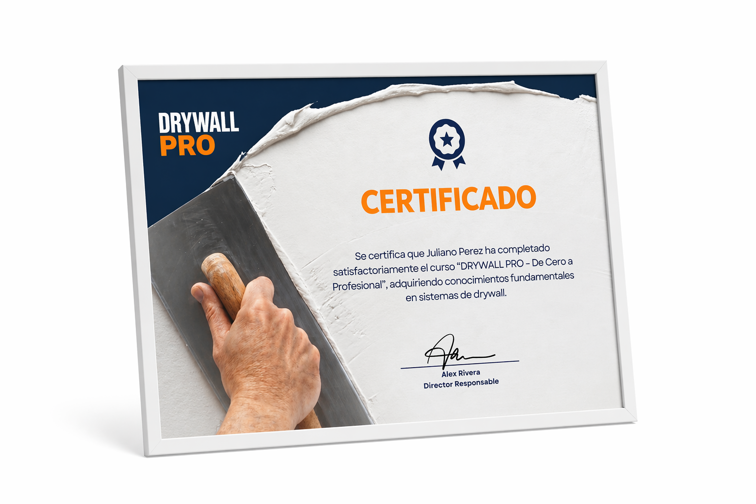 Mockup del certificado digital DRYWALL PRO